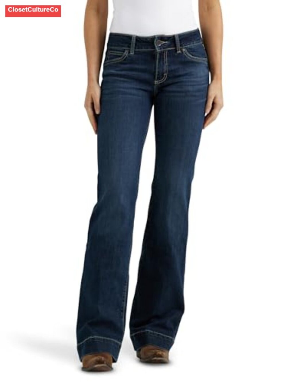 Wrangler Retro Mae Mid Rise Wide Leg Trouser Jeans Stretch Cotton Blend